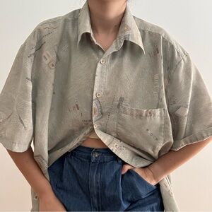 Vintage green casual button down shirt - L